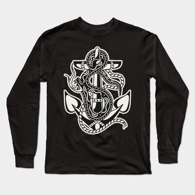 Traditional Anchor and snake Long Sleeve T-Shirt by Inkshit13